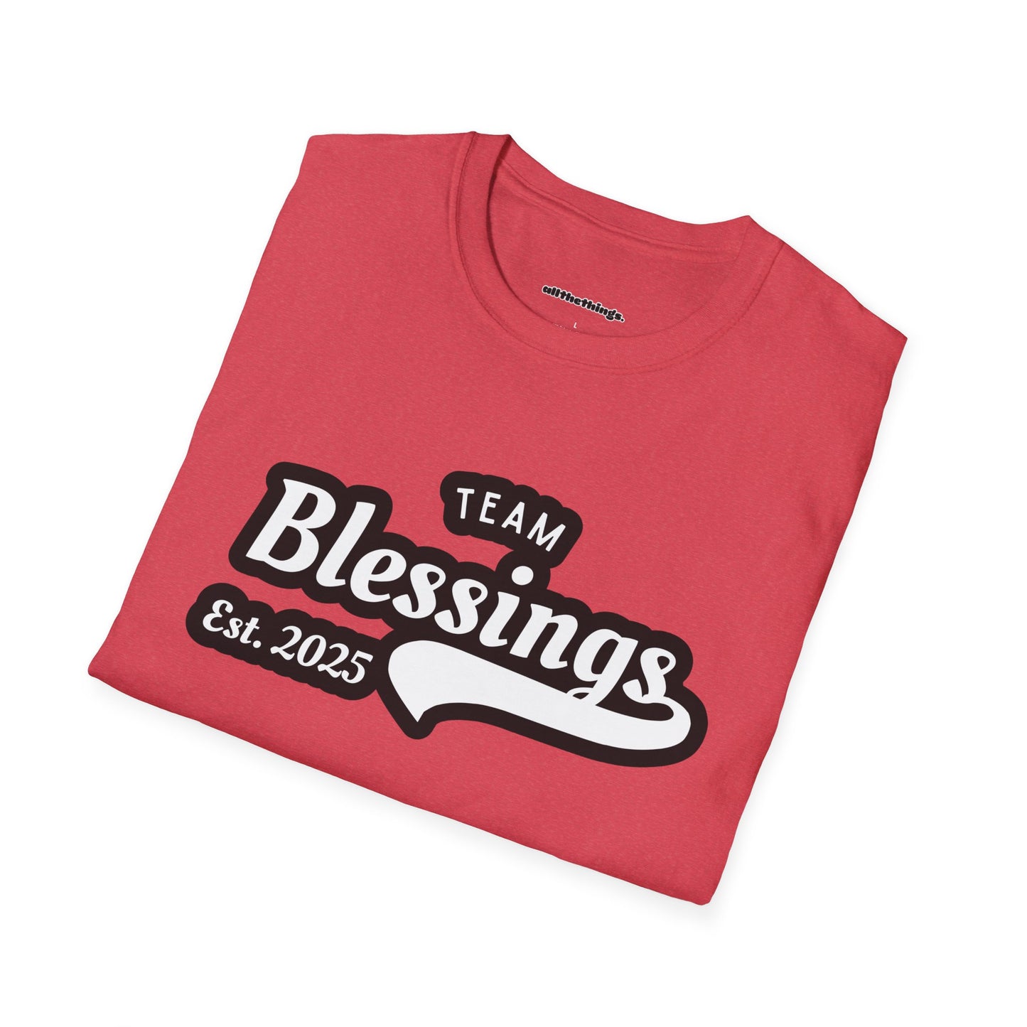 Unisex Softstyle T-Shirt with 'Team Blessings' Design, Casual Gift, Inspirational Wear, Perfect for Celebrations, Everyday Comfort