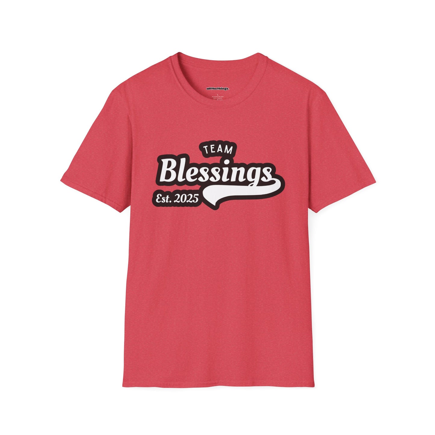 Unisex Softstyle T-Shirt with 'Team Blessings' Design, Casual Gift, Inspirational Wear, Perfect for Celebrations, Everyday Comfort