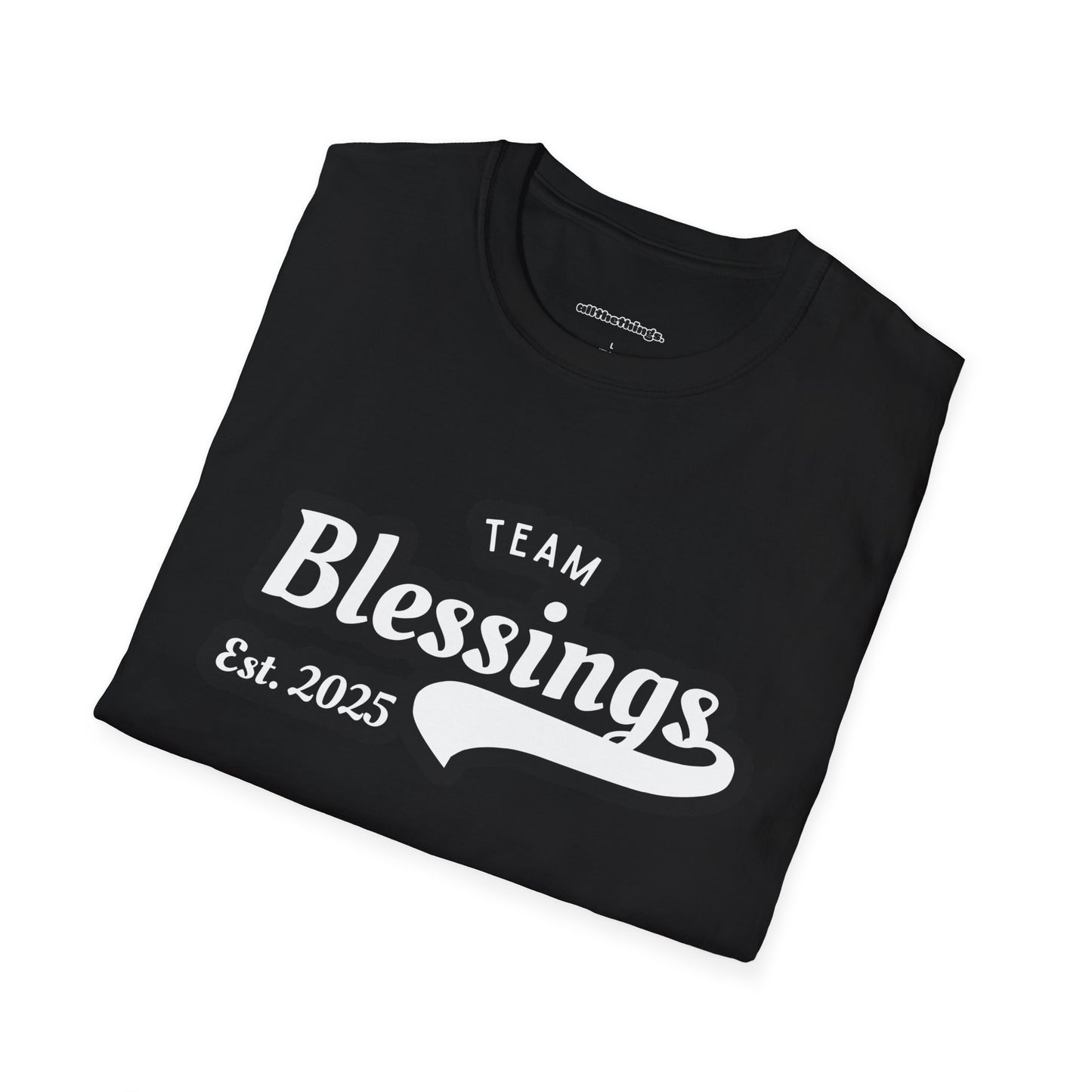 Unisex Softstyle T-Shirt with 'Team Blessings' Design, Casual Gift, Inspirational Wear, Perfect for Celebrations, Everyday Comfort