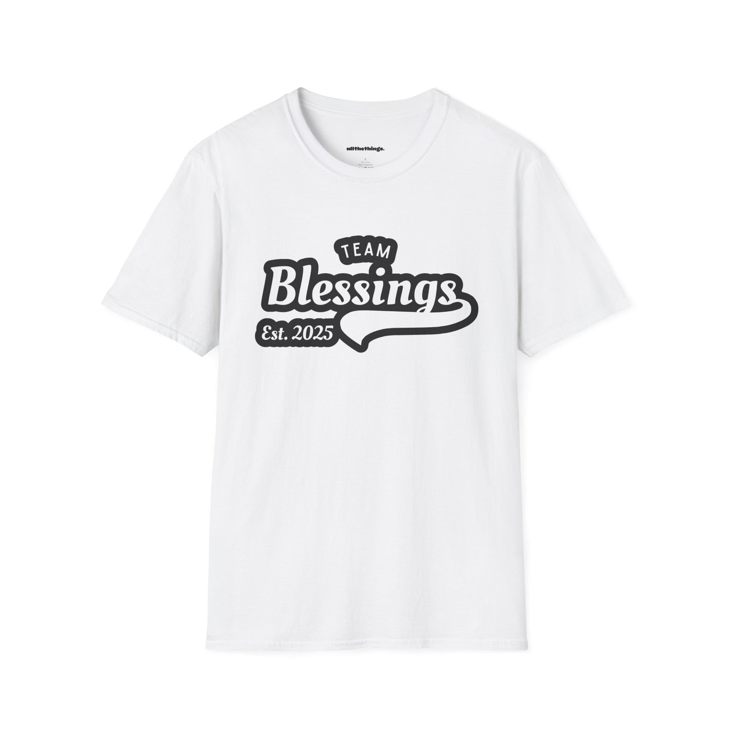 Unisex Softstyle T-Shirt with 'Team Blessings' Design, Casual Gift, Inspirational Wear, Perfect for Celebrations, Everyday Comfort