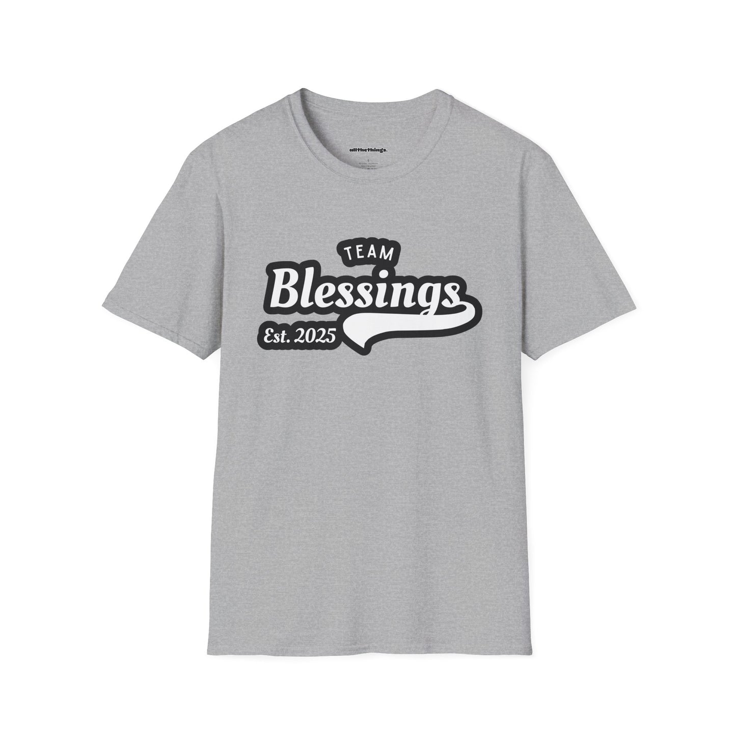 Unisex Softstyle T-Shirt with 'Team Blessings' Design, Casual Gift, Inspirational Wear, Perfect for Celebrations, Everyday Comfort